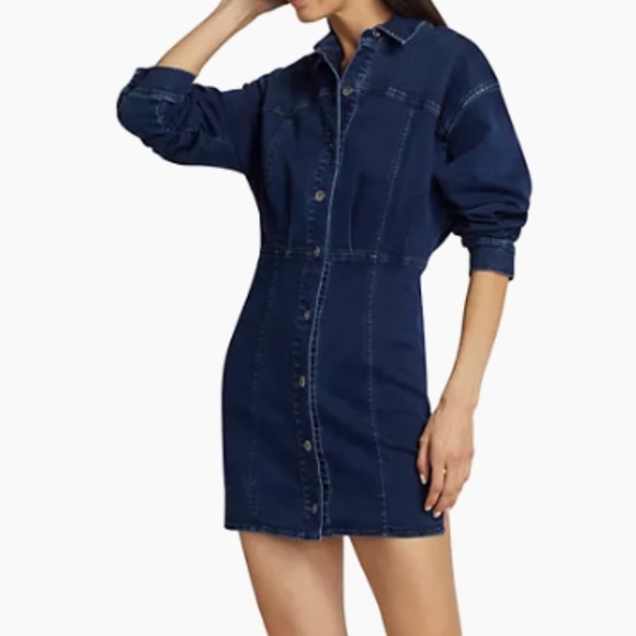 NEW FREE PEOPLE Amber Denim Dress - Dark Indigo Wash - Picture 1 of 13